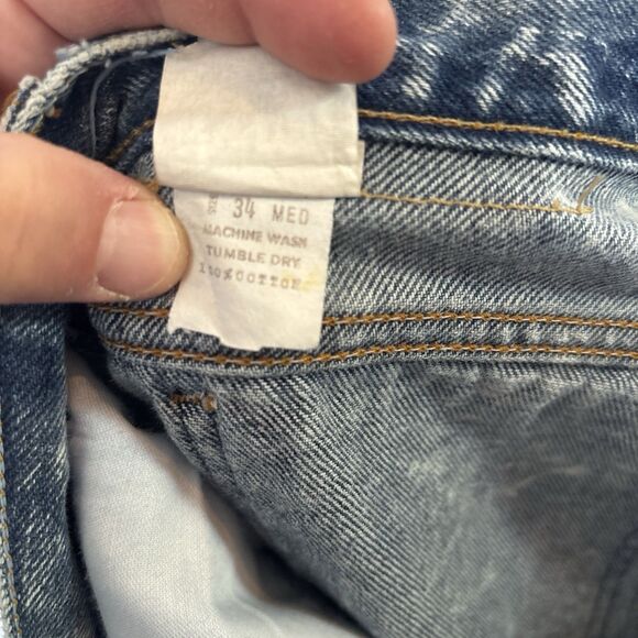 Vintage 90s Gitano Baggy Jeans Mens Acid Wash Hi-Rise Denim 34x32 - Picture 15 of 16